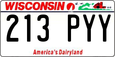 WI license plate 213PYY