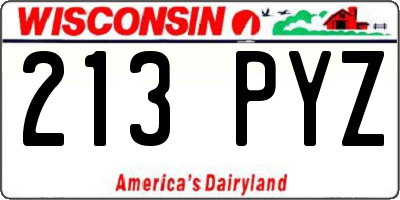 WI license plate 213PYZ