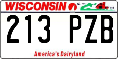 WI license plate 213PZB