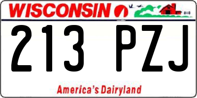 WI license plate 213PZJ
