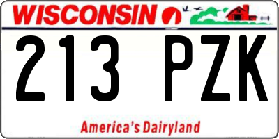 WI license plate 213PZK