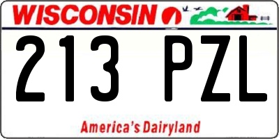 WI license plate 213PZL