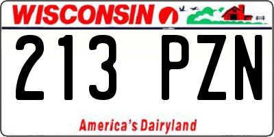 WI license plate 213PZN