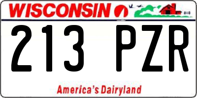 WI license plate 213PZR