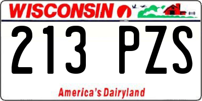 WI license plate 213PZS