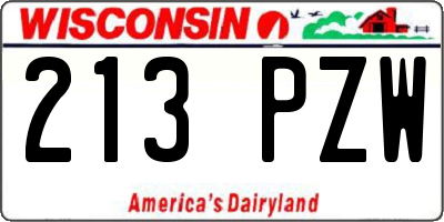 WI license plate 213PZW