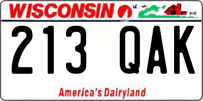 WI license plate 213QAK