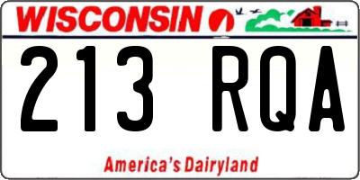 WI license plate 213RQA