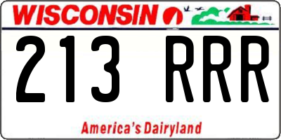WI license plate 213RRR