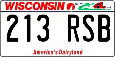 WI license plate 213RSB