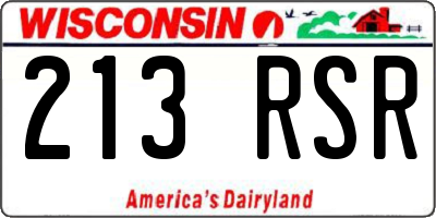 WI license plate 213RSR