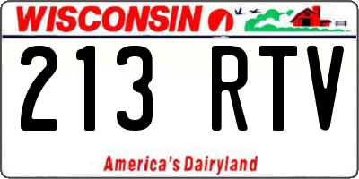 WI license plate 213RTV