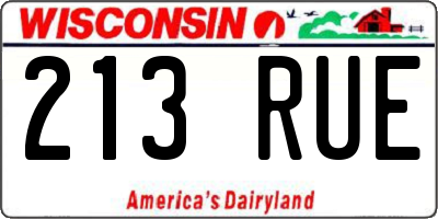 WI license plate 213RUE