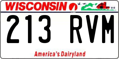 WI license plate 213RVM