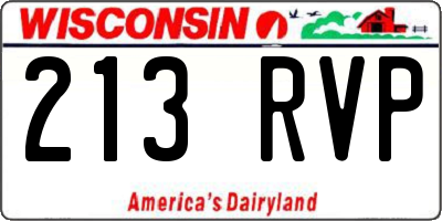 WI license plate 213RVP