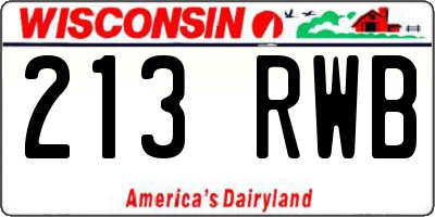 WI license plate 213RWB