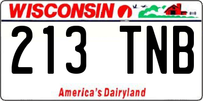 WI license plate 213TNB