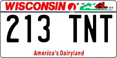 WI license plate 213TNT