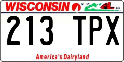 WI license plate 213TPX
