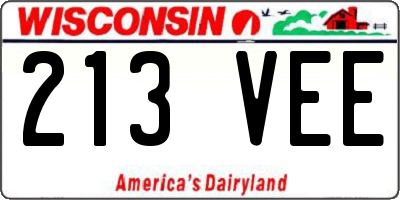 WI license plate 213VEE