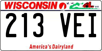 WI license plate 213VEI