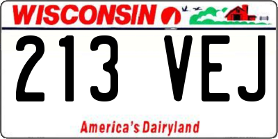 WI license plate 213VEJ