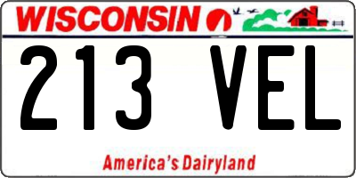 WI license plate 213VEL