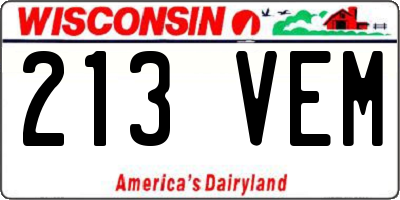 WI license plate 213VEM