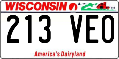 WI license plate 213VEO