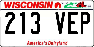 WI license plate 213VEP