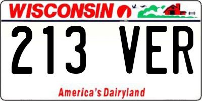 WI license plate 213VER