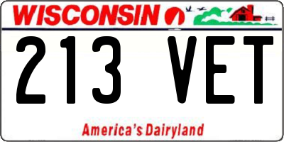 WI license plate 213VET