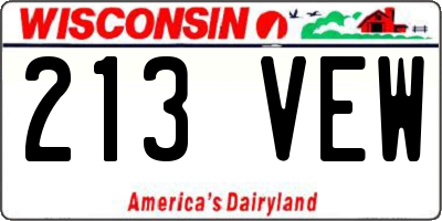 WI license plate 213VEW