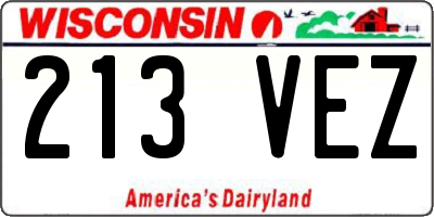 WI license plate 213VEZ