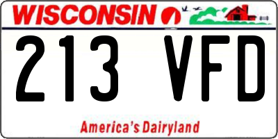 WI license plate 213VFD