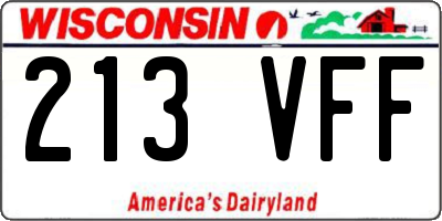 WI license plate 213VFF