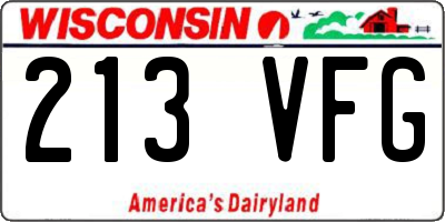 WI license plate 213VFG
