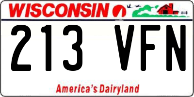 WI license plate 213VFN