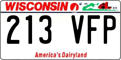 WI license plate 213VFP