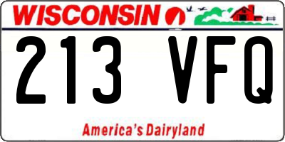 WI license plate 213VFQ