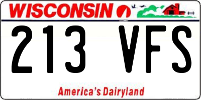 WI license plate 213VFS