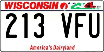 WI license plate 213VFU