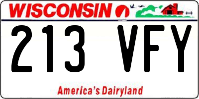WI license plate 213VFY