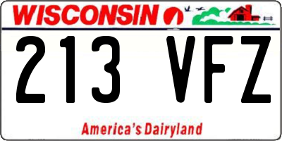 WI license plate 213VFZ