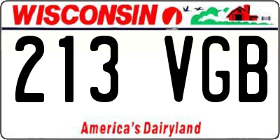 WI license plate 213VGB