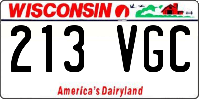 WI license plate 213VGC