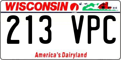 WI license plate 213VPC