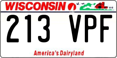 WI license plate 213VPF