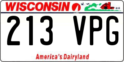 WI license plate 213VPG