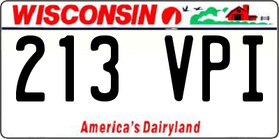 WI license plate 213VPI
